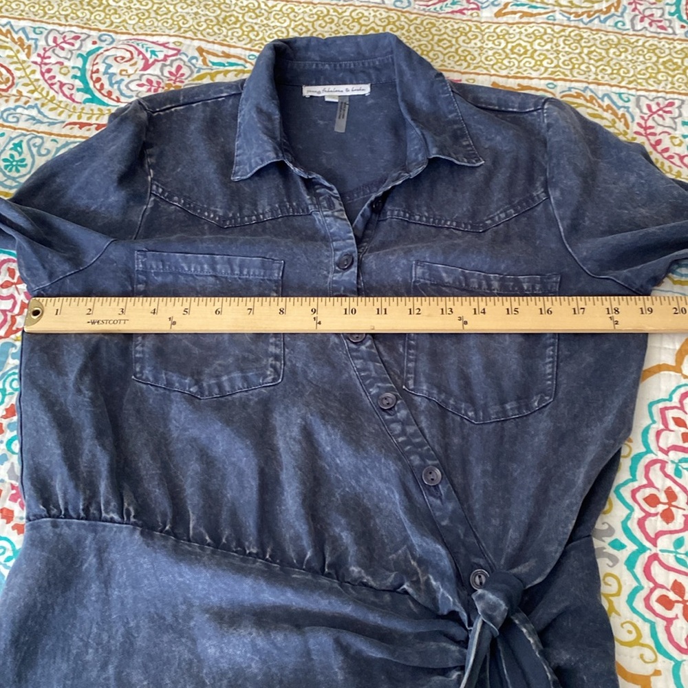 Young Fabulous and Broke CARLING RuchedJean Dress Acid Washed M - Picture 7 of 11
